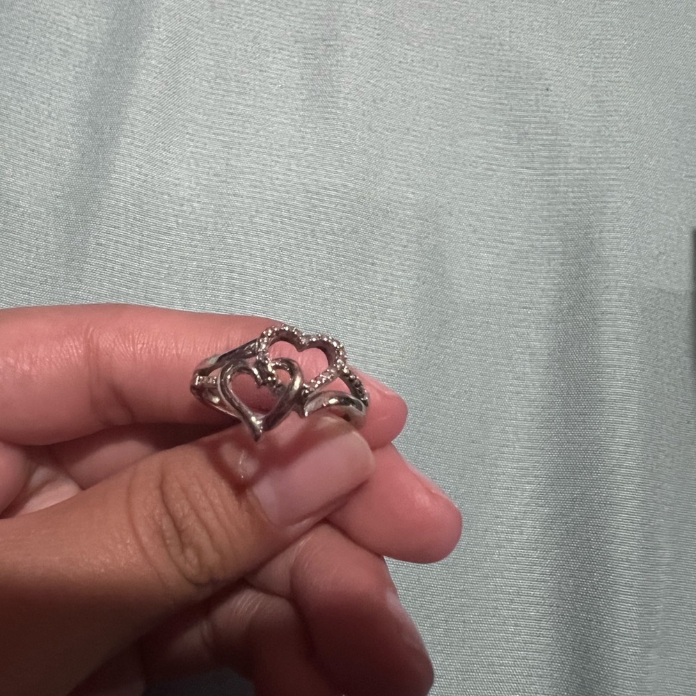Silver 2 hearts intertwined hearts